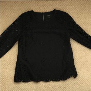 J. Crew Black Lace Blouse